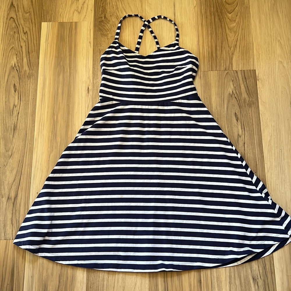 Navy striped fit and flare sundress